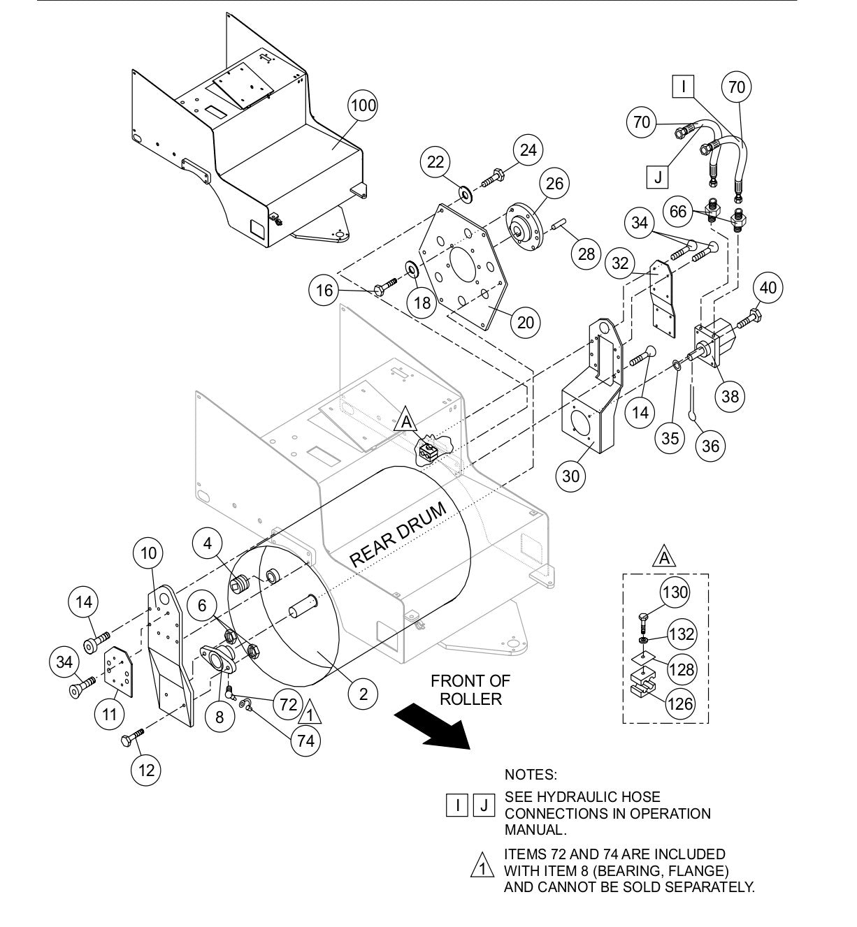 AR13D RIDE-ON ROLLER — Rear Drum & Chassis Assy. Parts By Multiquip