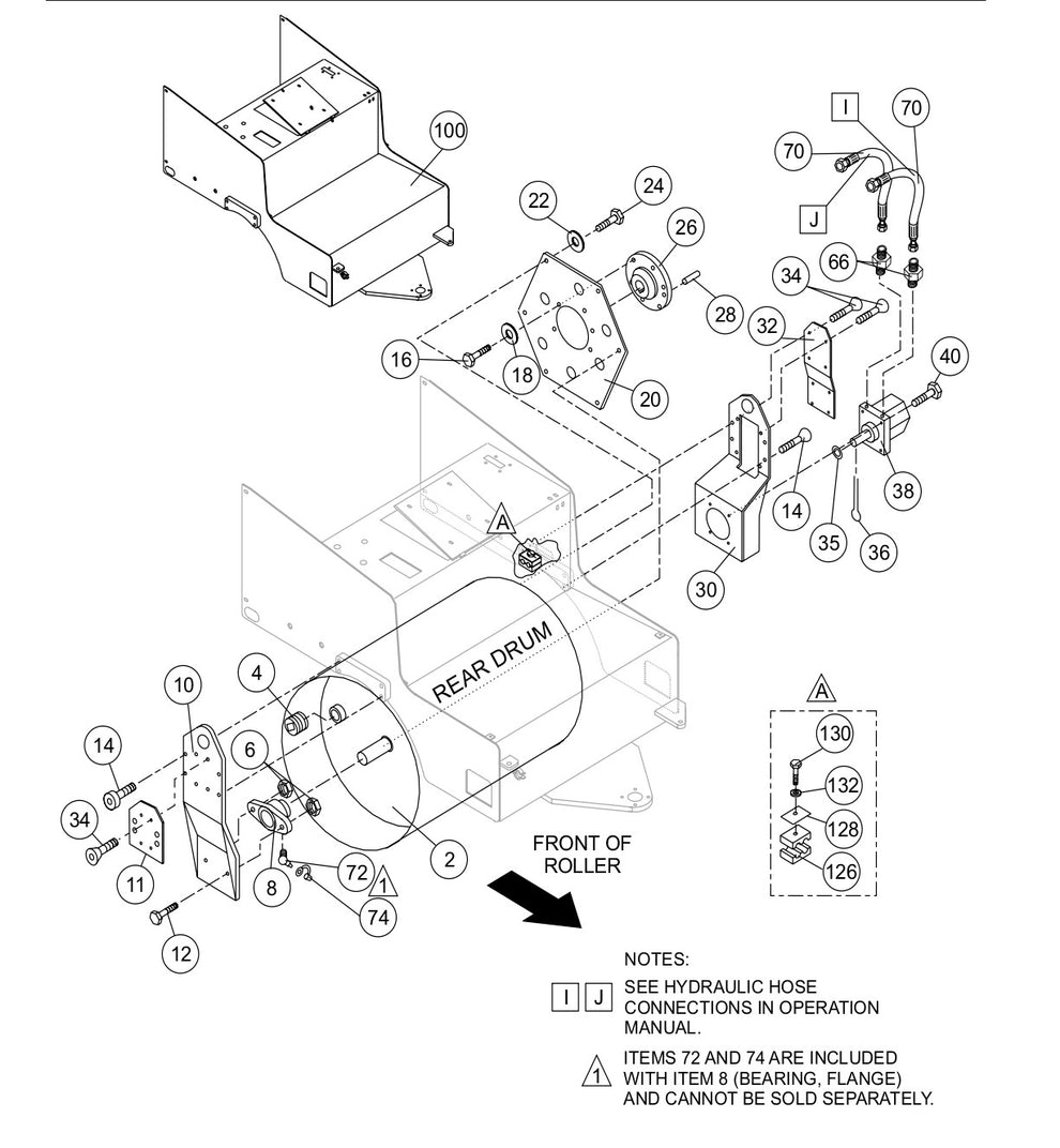 AR13D RIDE-ON ROLLER — Rear Drum & Chassis Assy. Parts By Multiquip