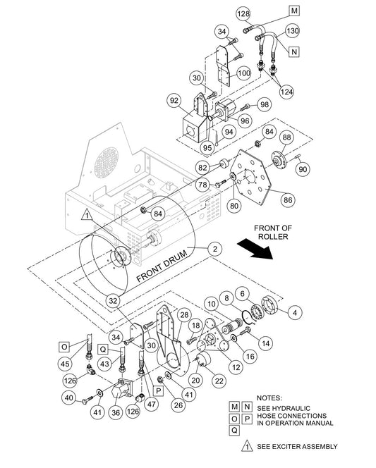AR13D RIDE-ON ROLLER — Front Drum Assy. Parts By Multiquip