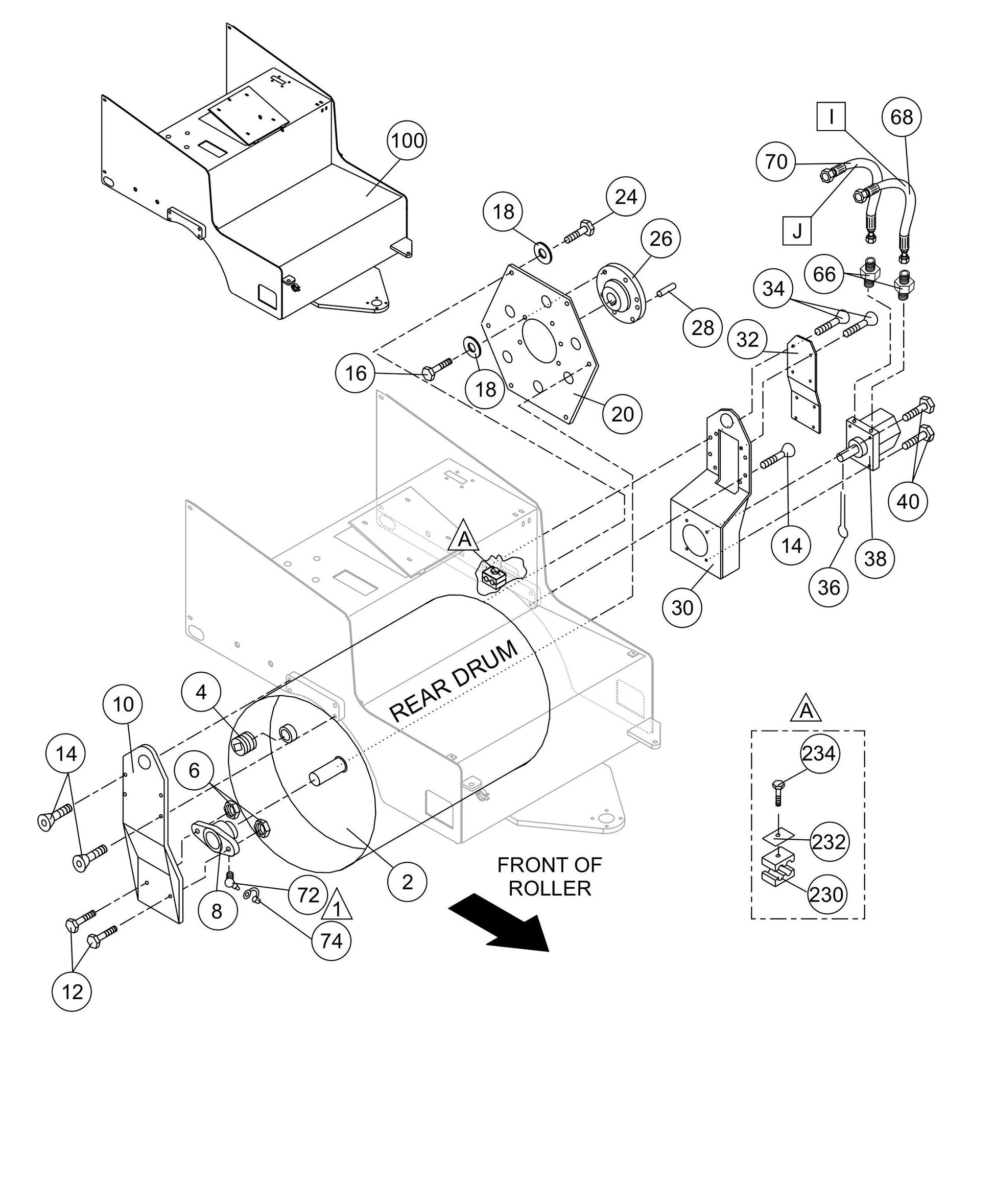 AR13H Rear Drum And Chassis Assembly Parts By Multiquip