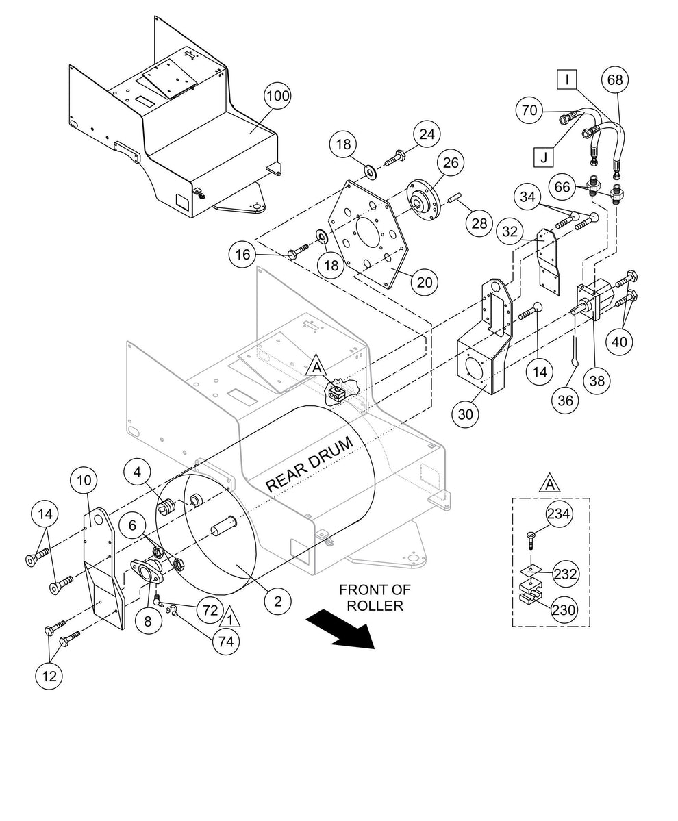 AR13H Rear Drum And Chassis Assembly Parts By Multiquip