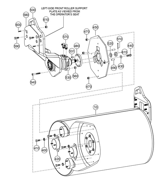 AR14H Left-Side Front Roller Assy. Parts By Multiquip