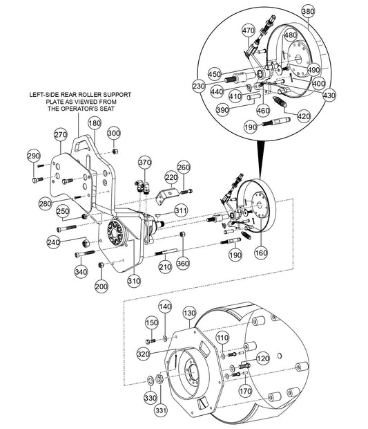 AR14H Left-Side Rear Roller Assy. Parts By Multiquip