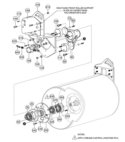 AR14H Right Side Front Roller Assy. Parts By Multiquip