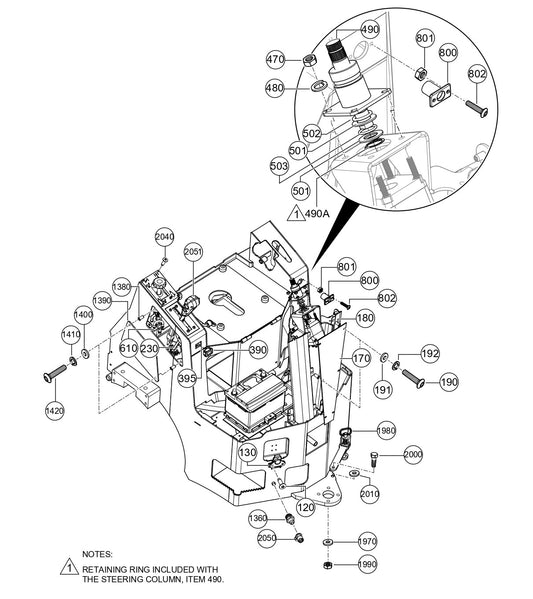AR14H Steering Column Assy. Parts By Multiquip