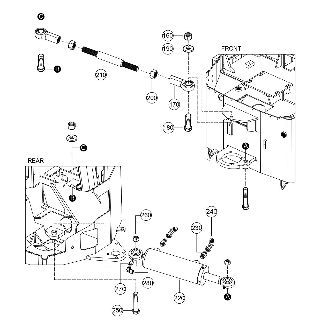AR14H Steering Cylinder Assembly Parts By Multiquip