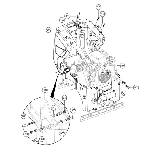 AR14H Hood Assy. Parts By Multiquip