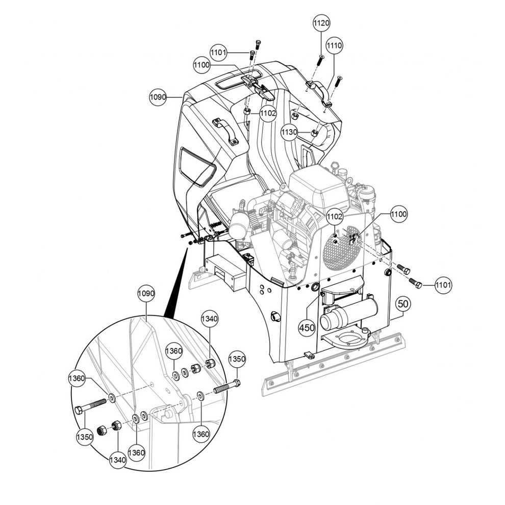 AR14H Hood Assembly Parts By Multiquip