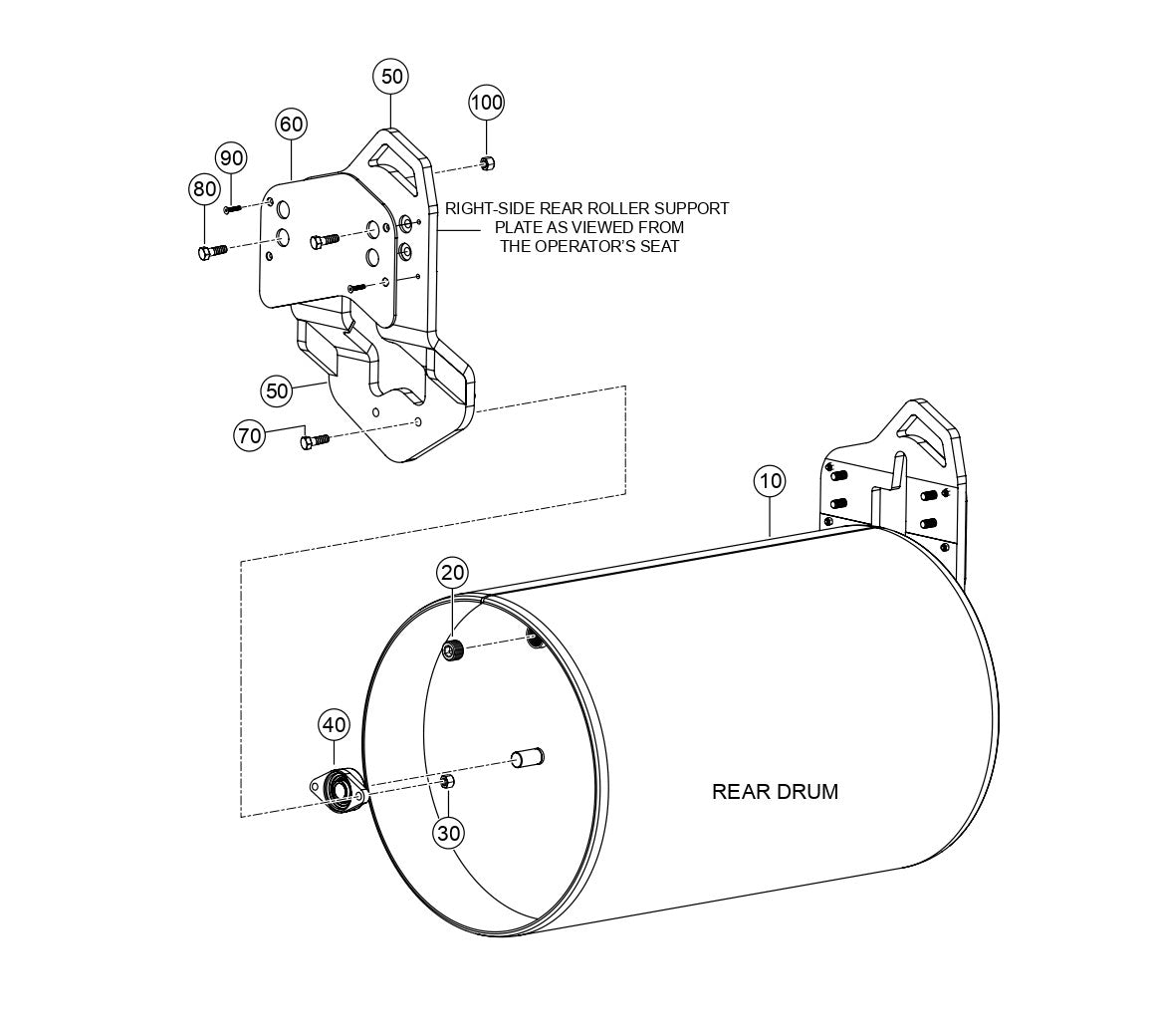 AR 14H-Right Side Rear Roller Assy. Parts By Multiquip