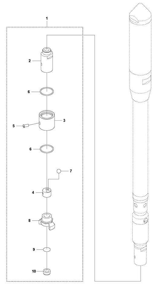 AY 77 SN 481- Quick Coupling w/ Ball-Stop Valve Assembly Parts By Husqvarna