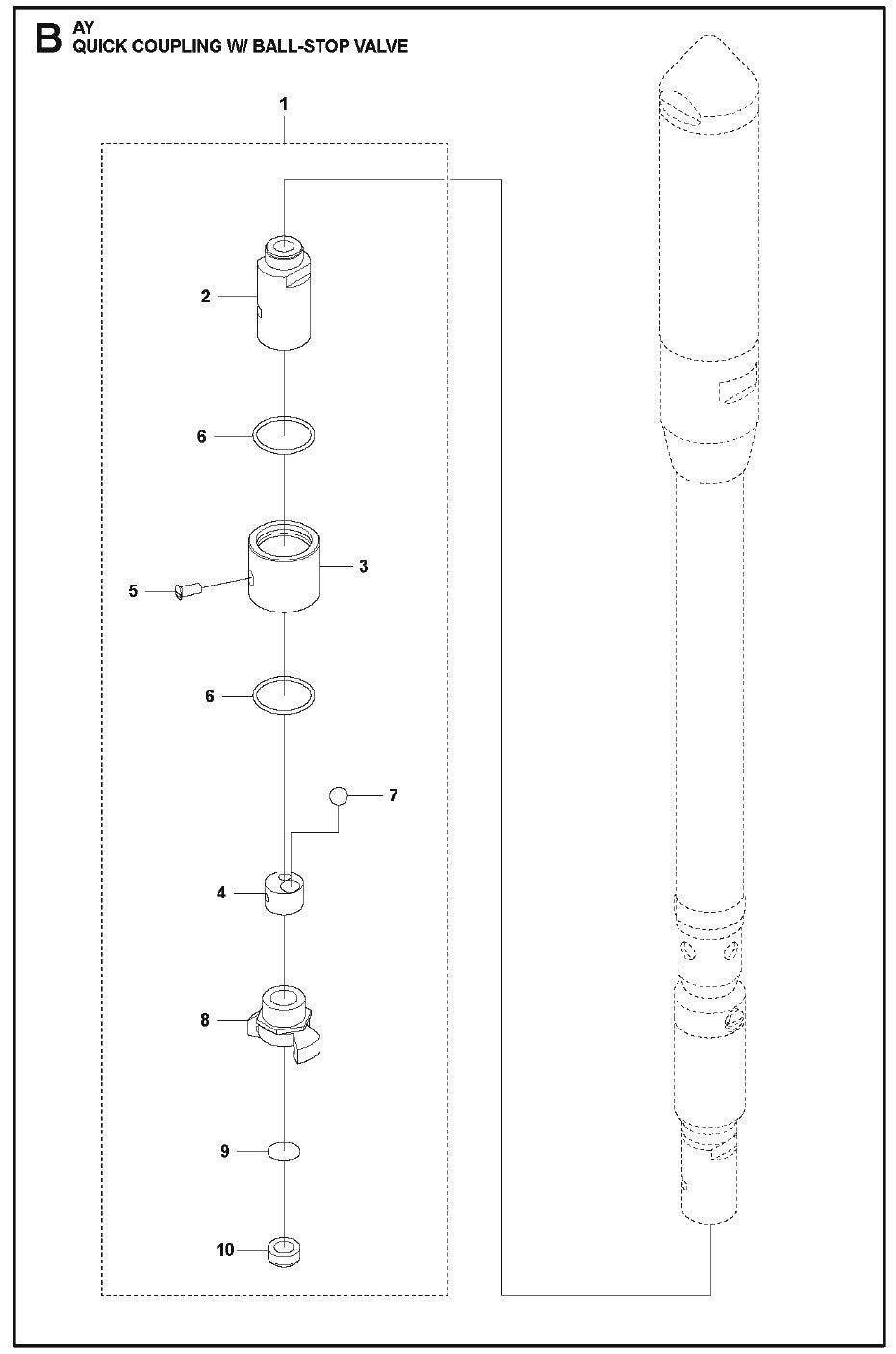 Quick Coupling W/ Ball-Stop Valve Parts For AY By Husqvarna