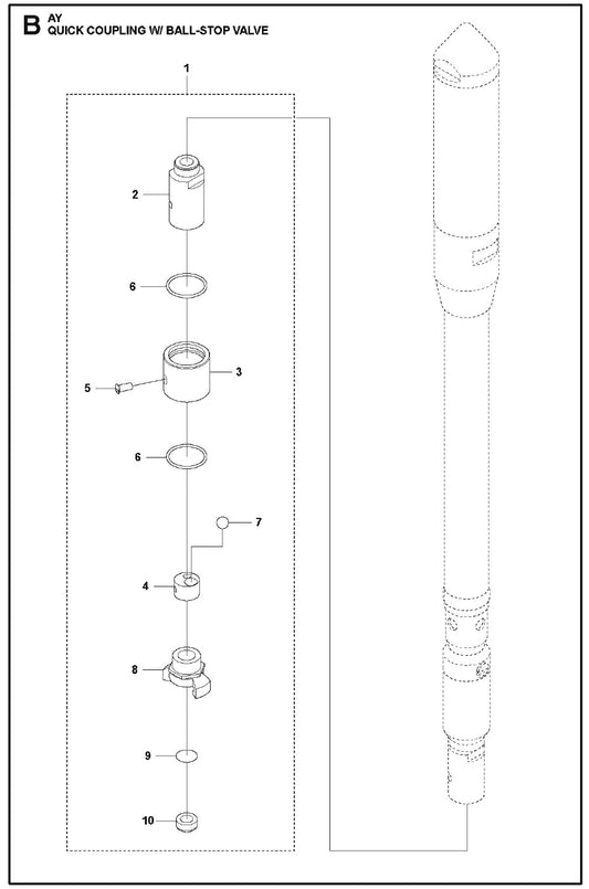 Quick Coupling W/ Ball-Stop Valve Parts For AY By Husqvarna