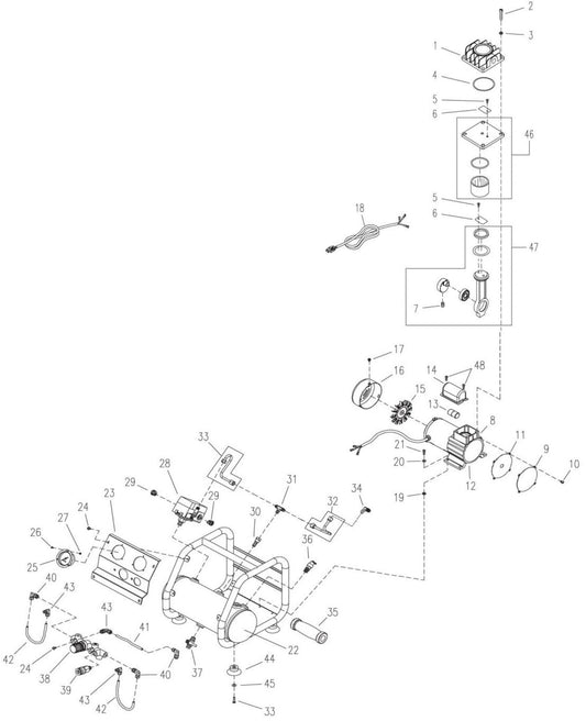 AC001 Air Compressor Assembly Parts By Makita 