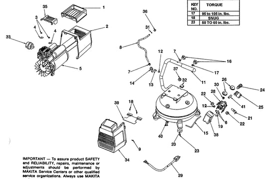 Air Compressor Assembly Parts For MAC1200 Air Compressor By Makita