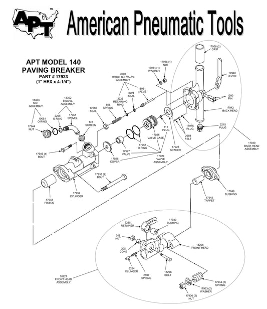 APT MODEL 140 PAVING BREAKER PARTS