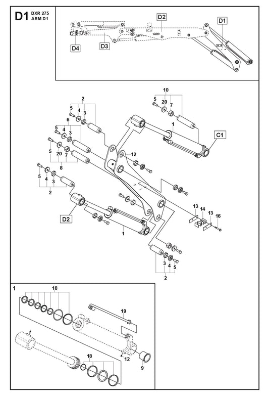 Arm D1 Parts for DXR 275 By Husqvarna