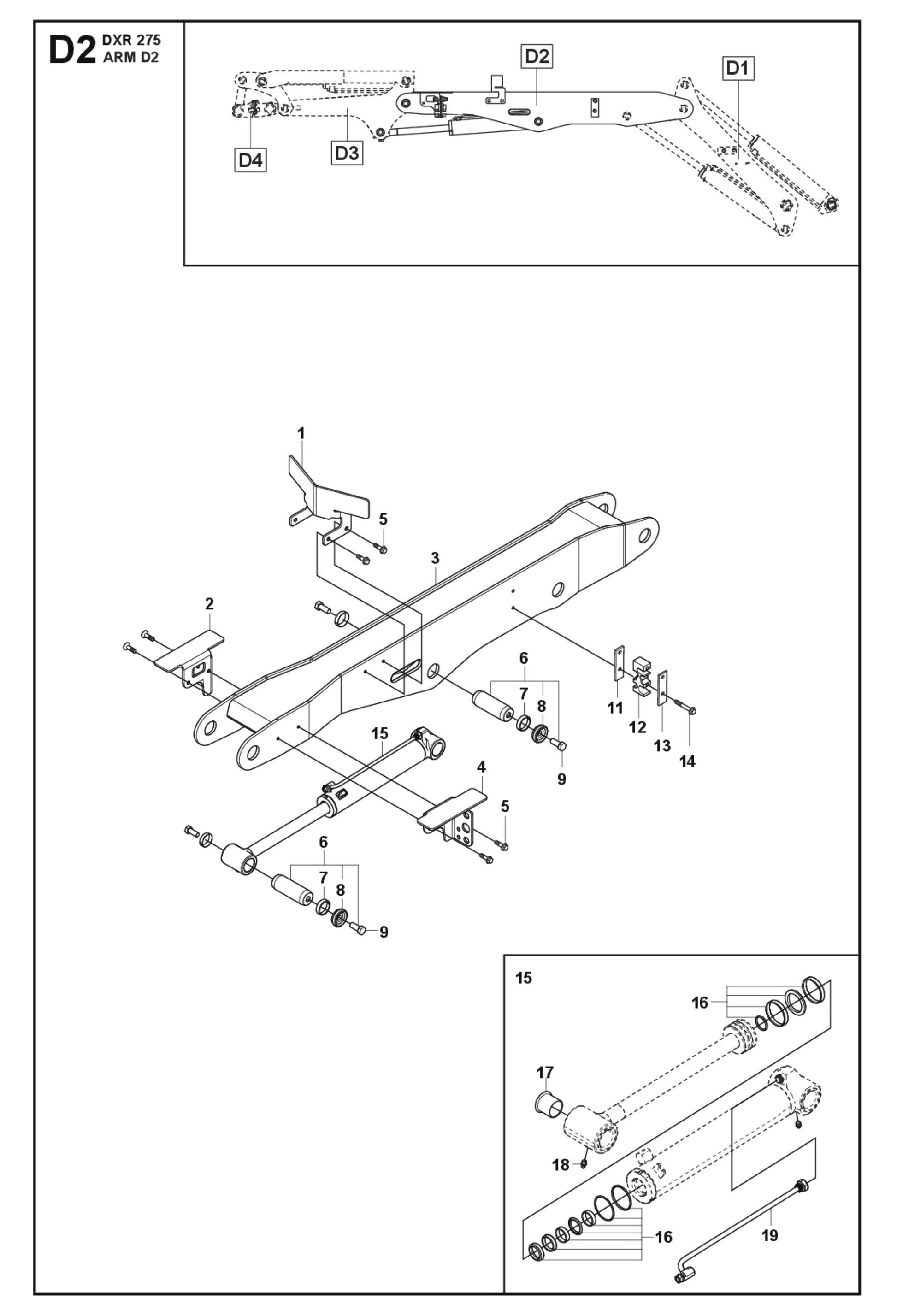 Arm D2 Parts for DXR 275 By Husqvarna