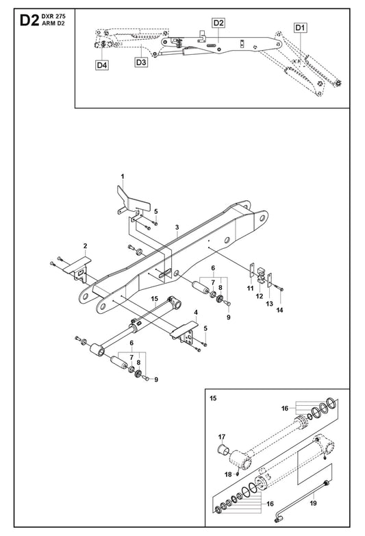Arm D2 Parts for DXR 275 By Husqvarna
