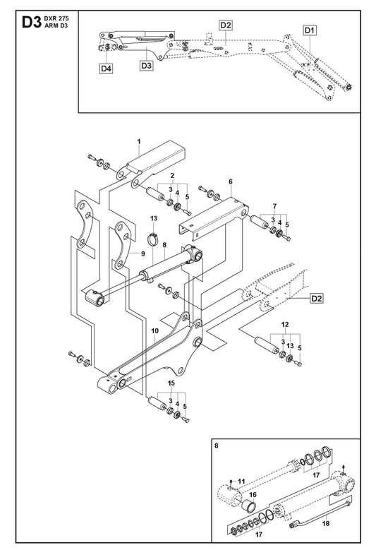 Arm D3 Parts for DXR 275 By Husqvarna