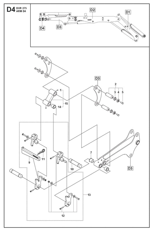 Arm D4 Parts for DXR 275 By Husqvarna