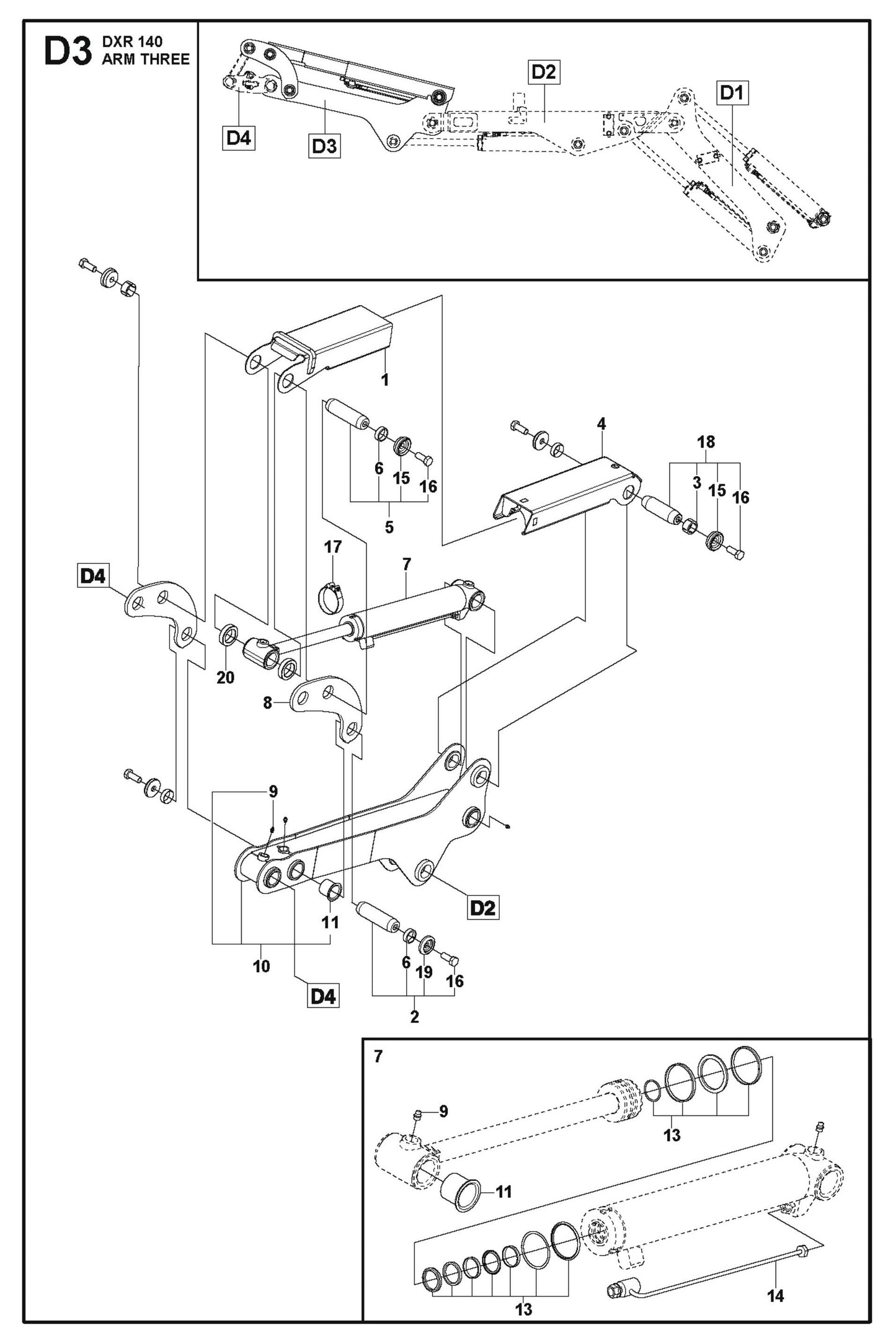 Arm Three Parts for DXR 140 By Husqvarna