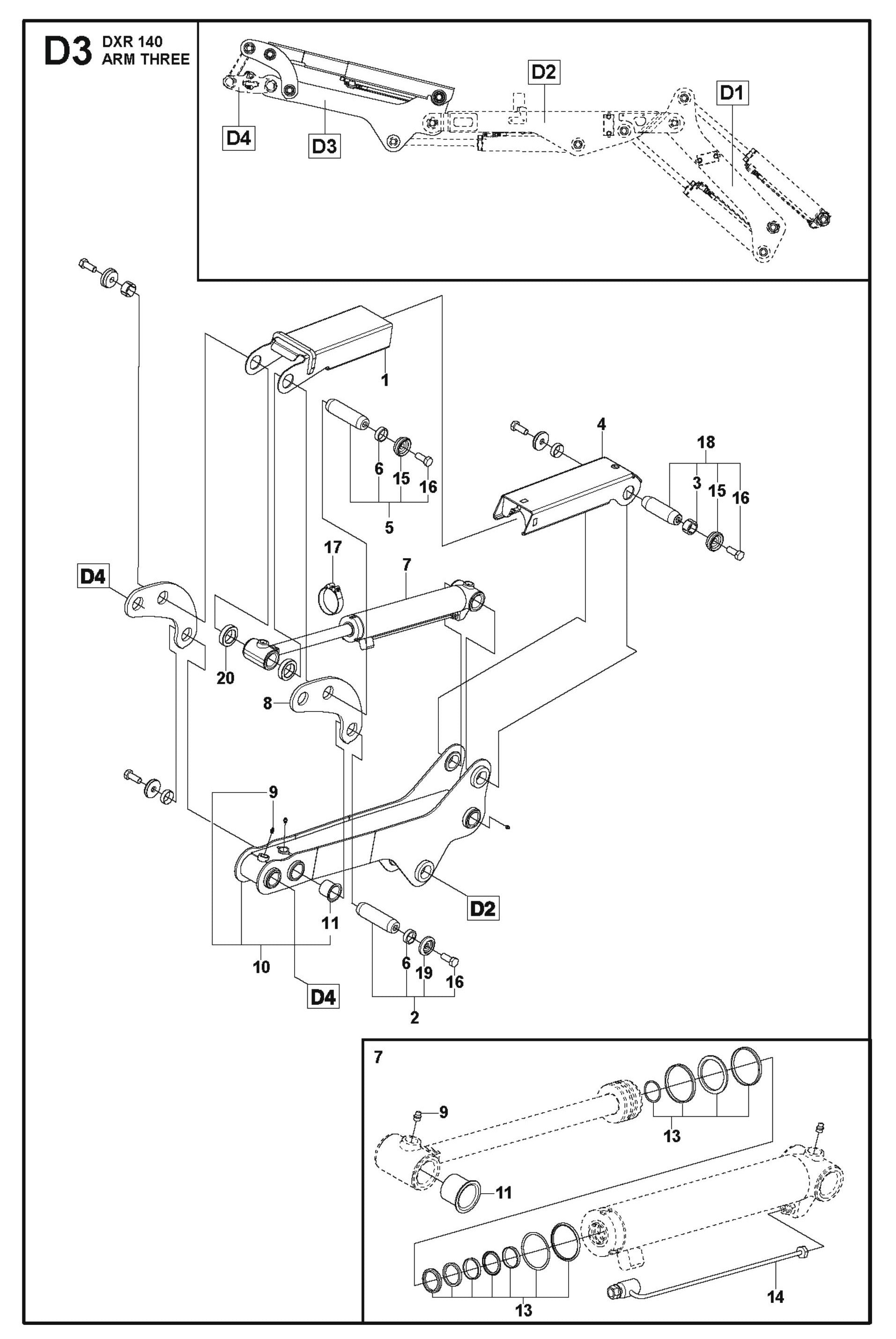Arm Three Parts for DXR 140 By Husqvarna