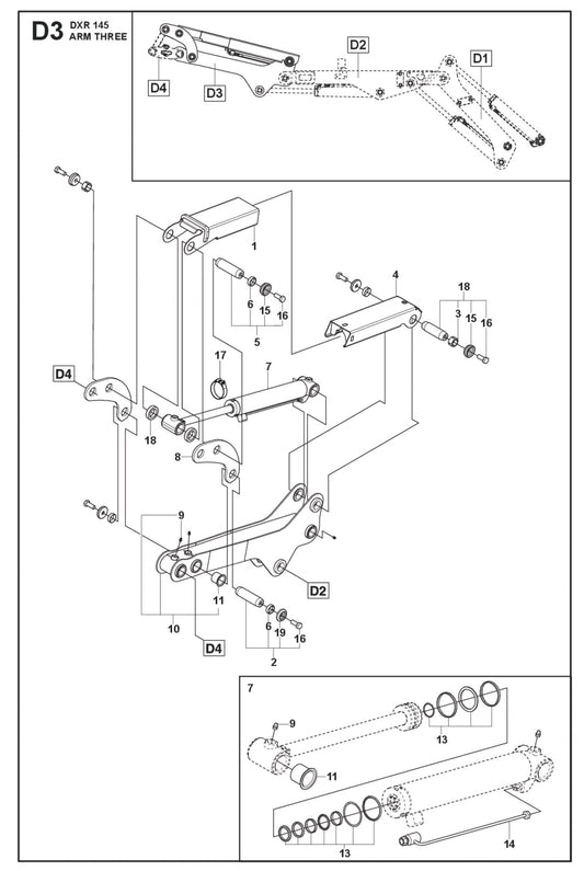 Arm Three Parts for DXR 145 By Husqvarna