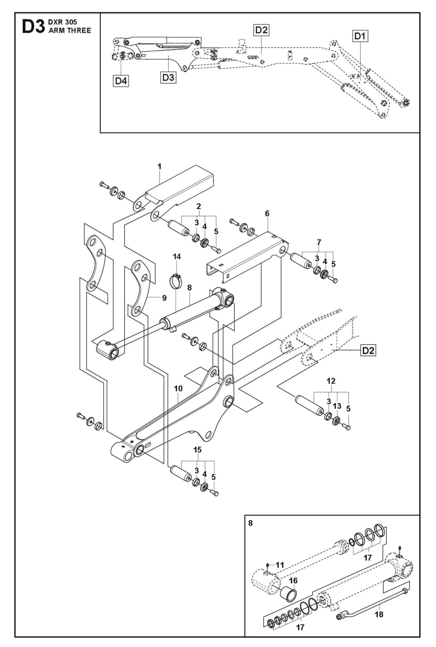 Arm Three Parts for DXR 305 By Husqvarna