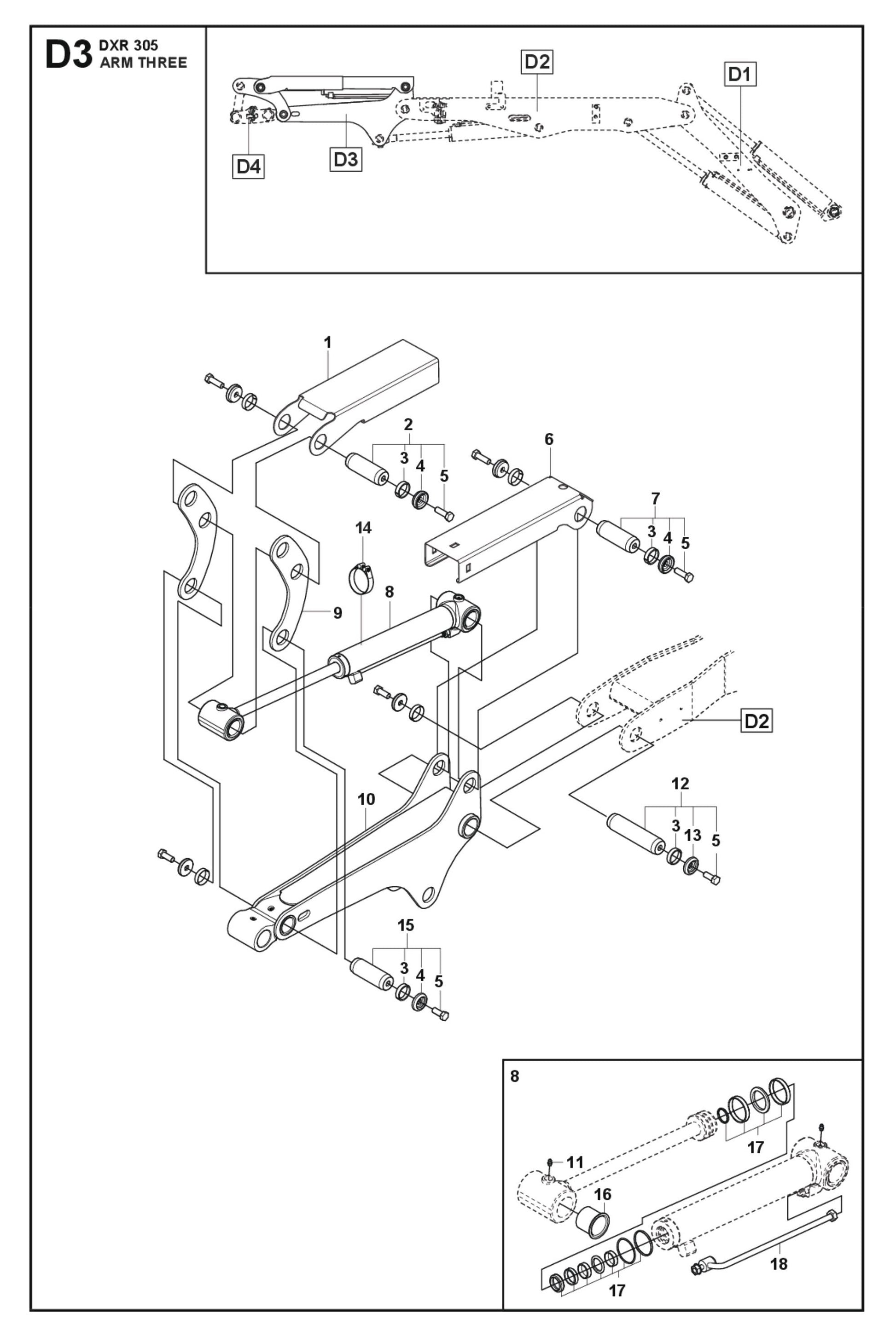 Arm Three Parts for DXR 305 By Husqvarna