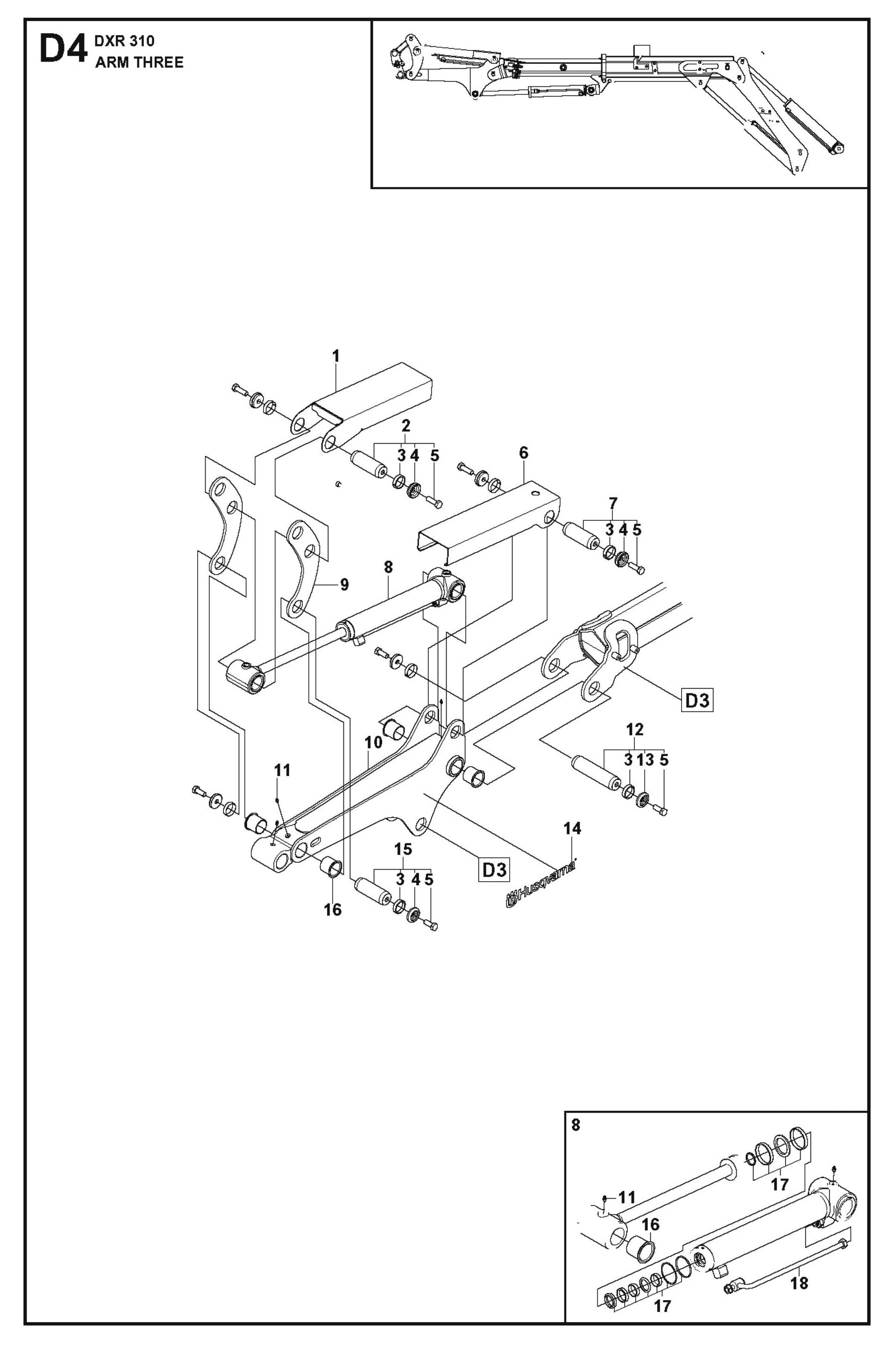 Arm Three Parts for DXR 310 By Husqvarna
