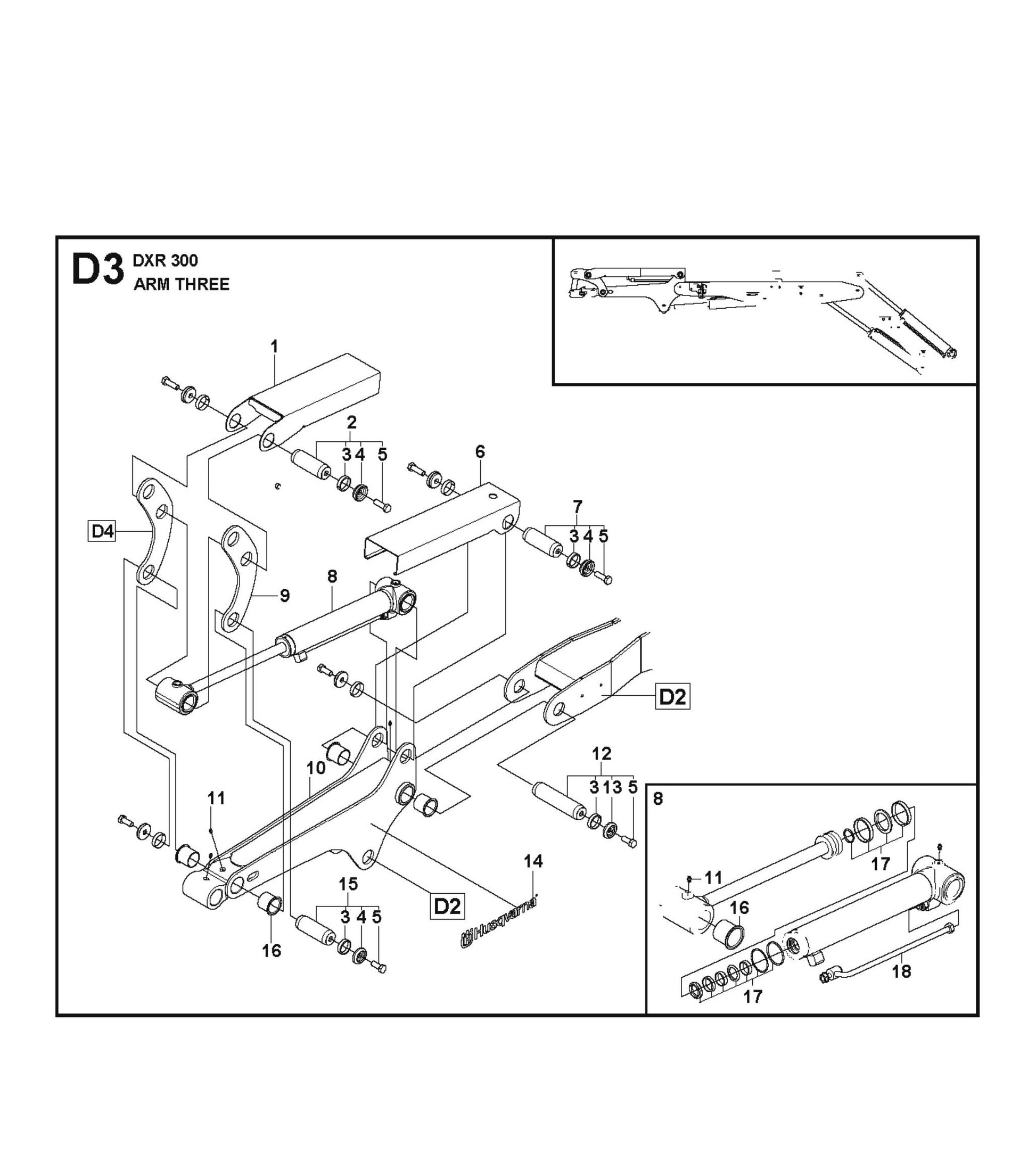 Arm Three Parts for DXR 300 By Husqvarna