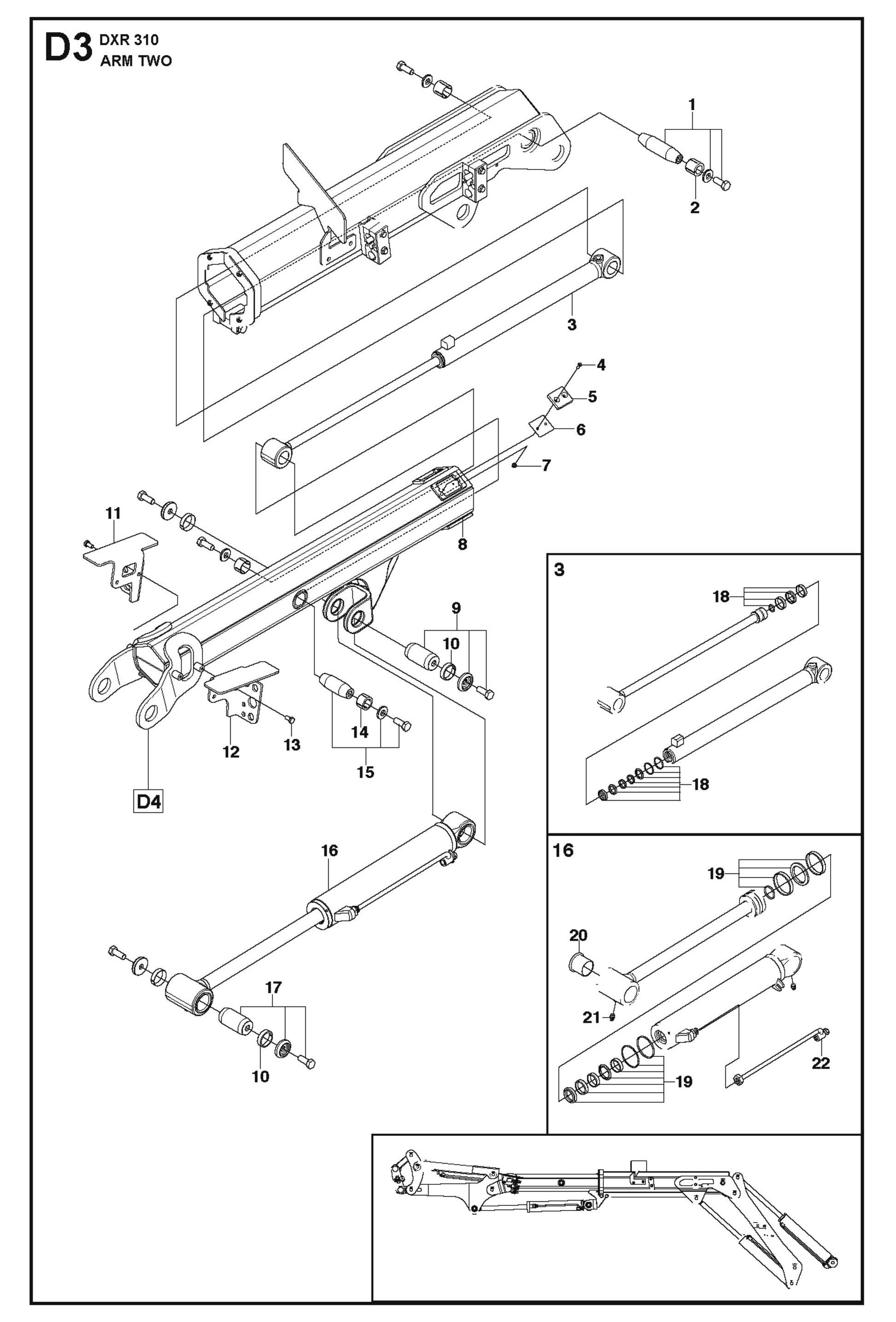 Arm Two fig 2 Parts for DXR 310 By Husqvarna