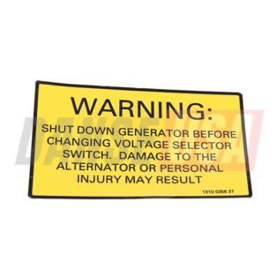 1310035637 LABEL:WARNING ALTERNATOR FOR ATLAS COPCO DYNAPAC CHICAGO PNEUMATIC EQUIPMENT