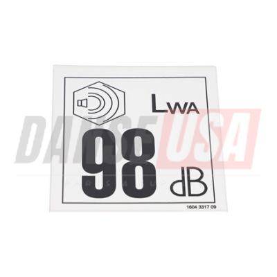 1604331709 LABEL NOISE 98 FOR ATLAS COPCO DYNAPAC CHICAGO PNEUMATIC EQUIPMENT
