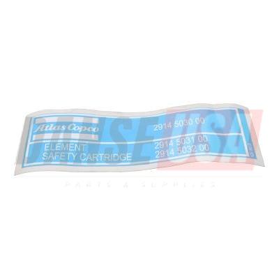 1626189300 LABEL FOR ATLAS COPCO DYNAPAC CHICAGO PNEUMATIC EQUIPMENT
