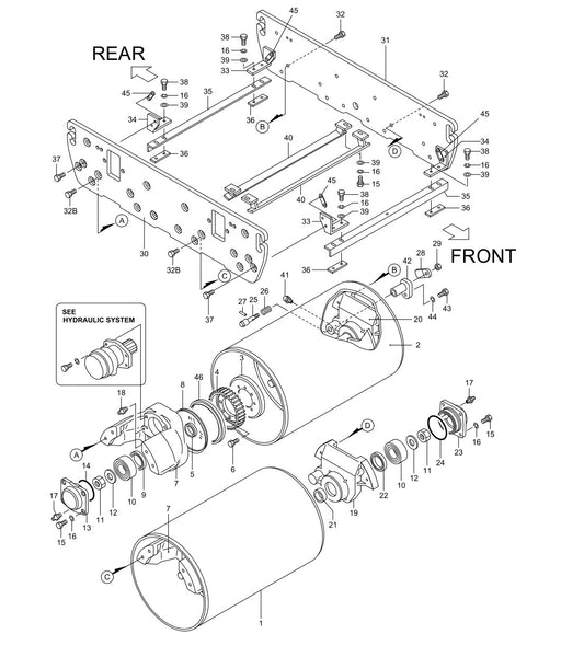 Axle Assembly Parts For MRH800GS Vibratory Rollers By Multiquip