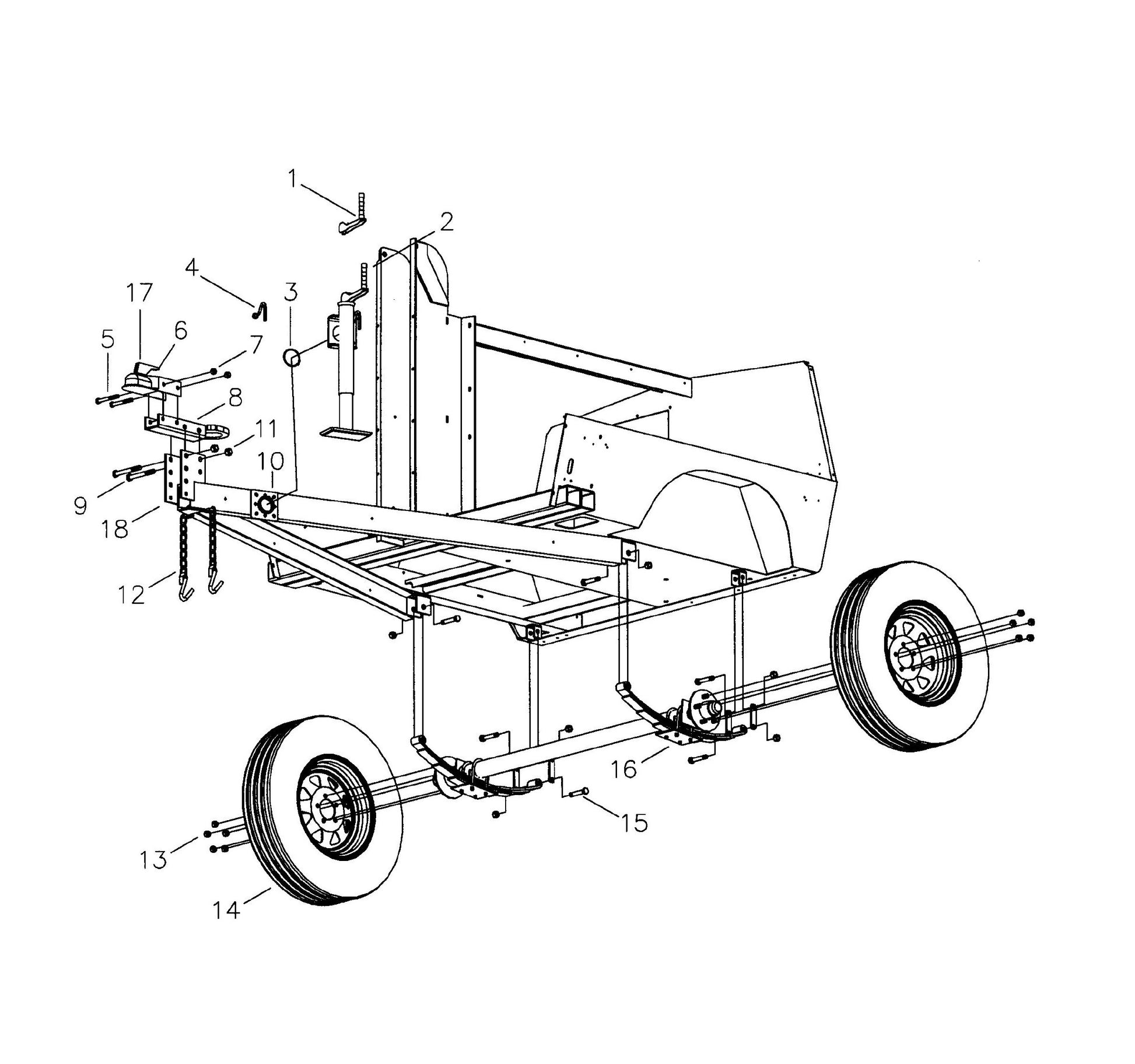 Maxi-Lite Hydraulic Tower-Axle Assembly,Hitch Assembly and Tongue Jack Parts By Allmand