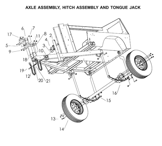 Maxi-Lite Laydown 15-20KW-Axle Assembly,Hitch Assembly and Tongue Jack Parts By Allmand
