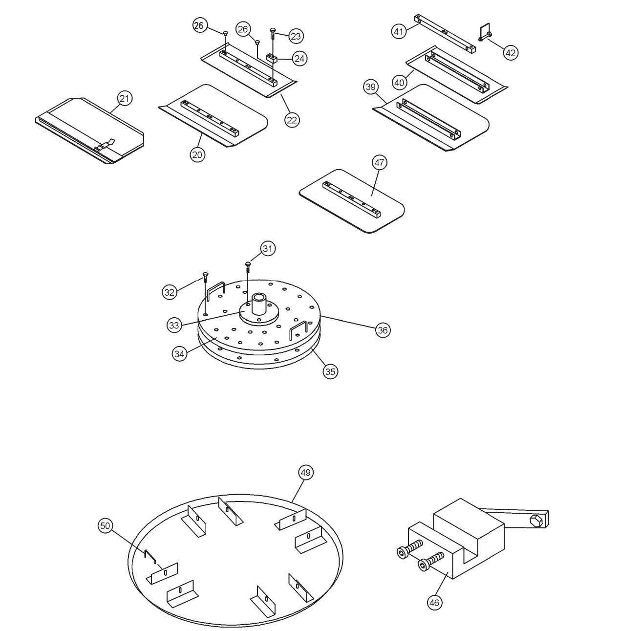 BA-Series Blade & Adjustment Fixture Assembly. Parts by Multiquip Whiteman