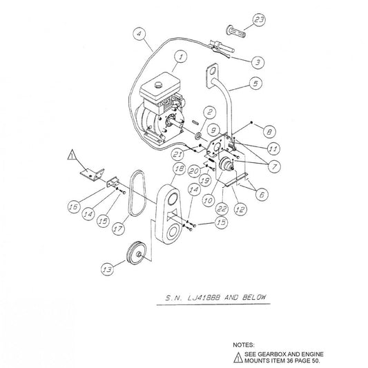 B-Series Handle Clutch Assembly Parts for B Series Trowels (S/N LJ41888 and Below) by Multiquip Whiteman