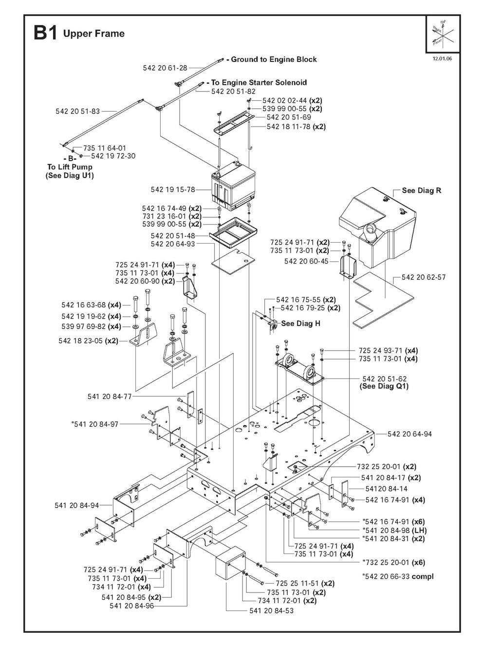 B1 Upper Frame Parts for FS4800 D By Husqvarna