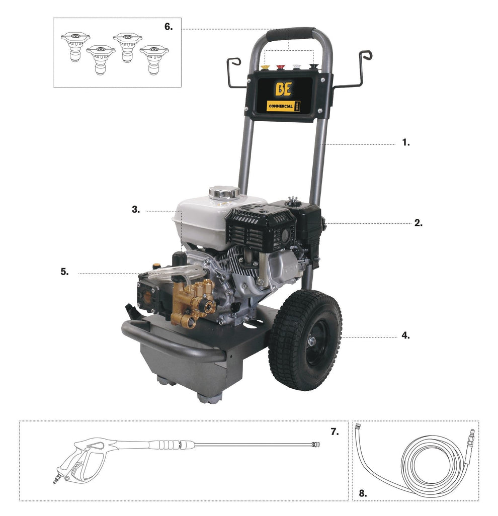 BE B2565HA Pressure Washer Assembly-1 Parts by BE Power Equipment