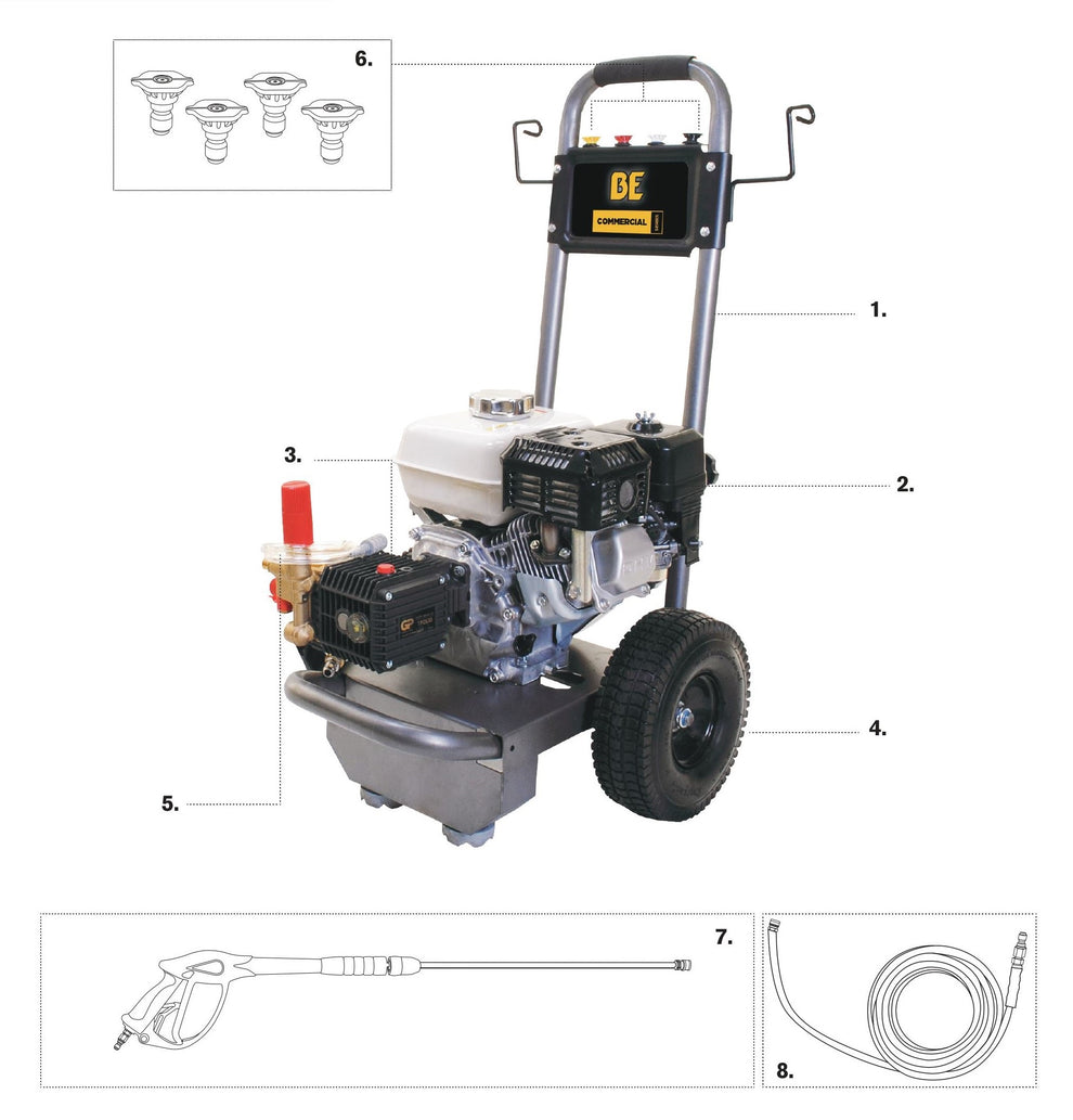 BE B2565HG Pressure Washer Assembly-1 Parts by BE Power Equipment