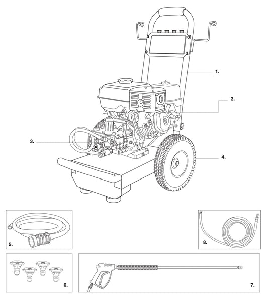 BE B4013HCS Pressure Washer Assembly-1 Parts by BE Power Equipment