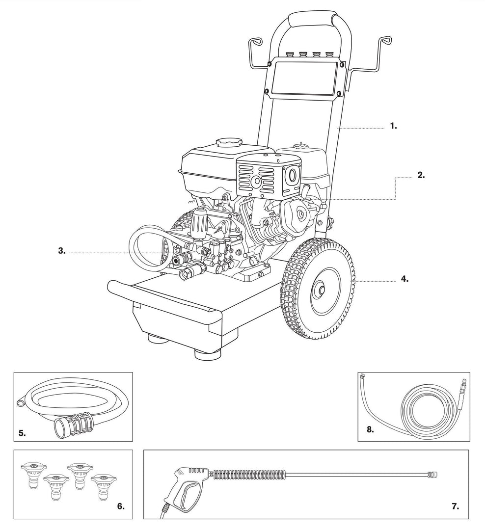 BE B4013HGS Pressure Washer Assembly-1 Parts by BE Power Equipment