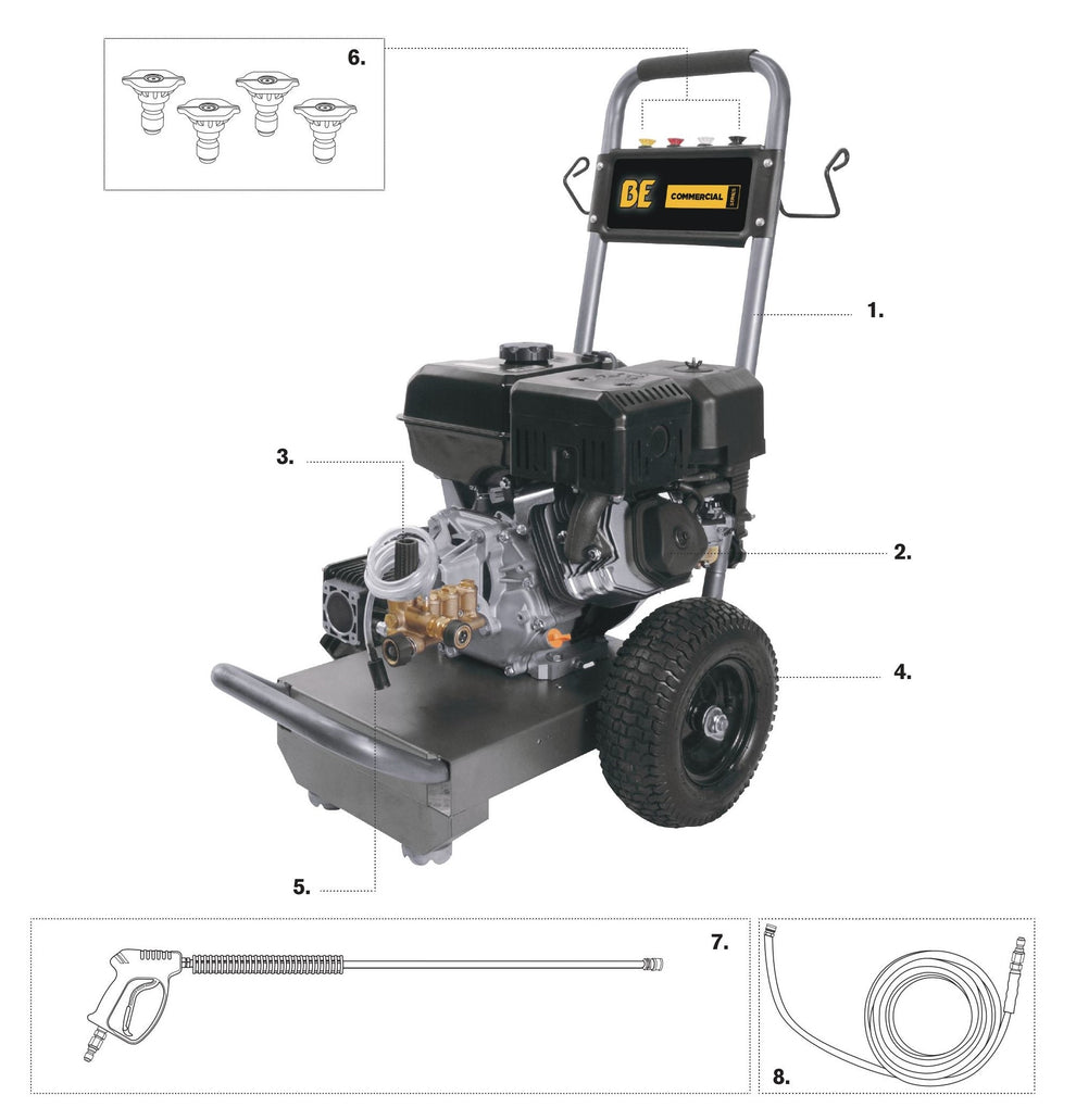 BE B4015RA Pressure Washer Assembly-1 Parts by BE Power Equipment