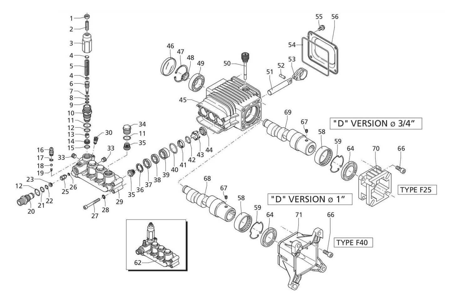BE B4015REA Pressure Washer Pump Breakdown Assembly Parts by BE Power Equipment