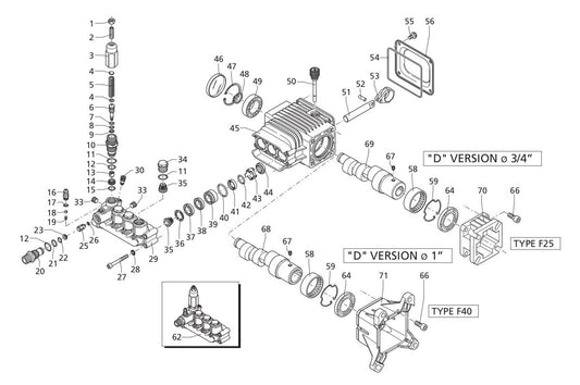 BE B4015REA Pressure Washer Pump Breakdown Assembly Parts by BE Power Equipment