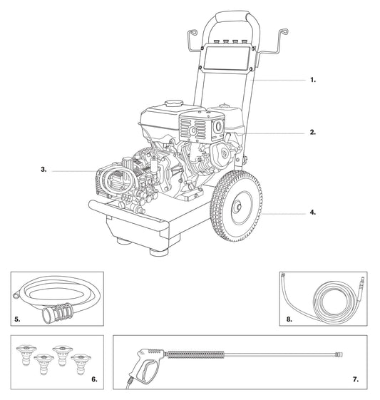BE B4213HC Pressure Washer Assembly-1 Parts by BE Power Equipment