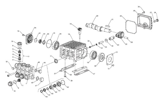 BE B4414VGS Pressure Washer Pump Breakdown Assembly Parts by BE Power Equipment